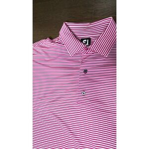 FootJoy FJ Golf Polo Shirt  Pink White Stripe Short Sleeve Performance Top XXL